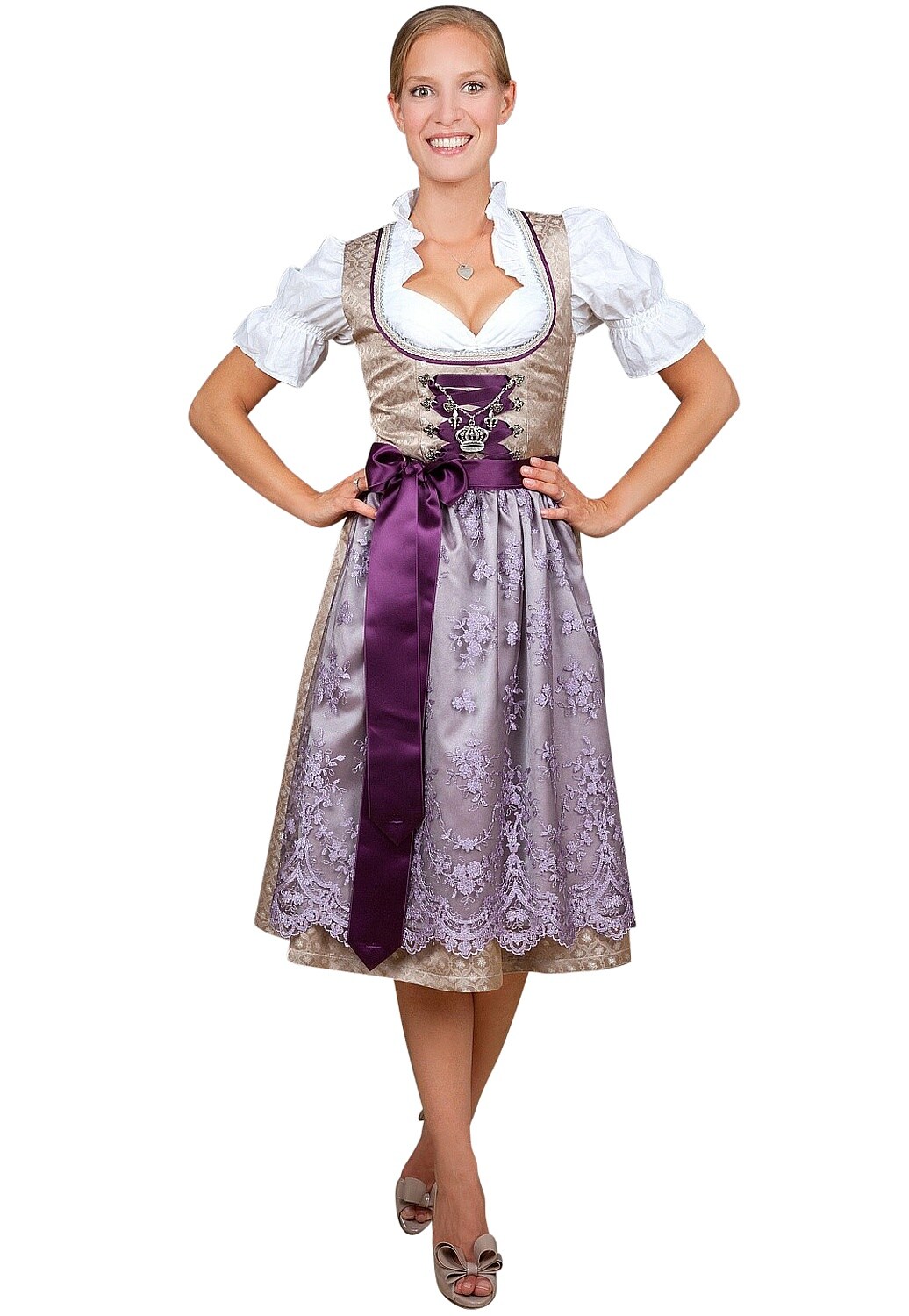 Midi Dirndl 2-teilig Brokat
