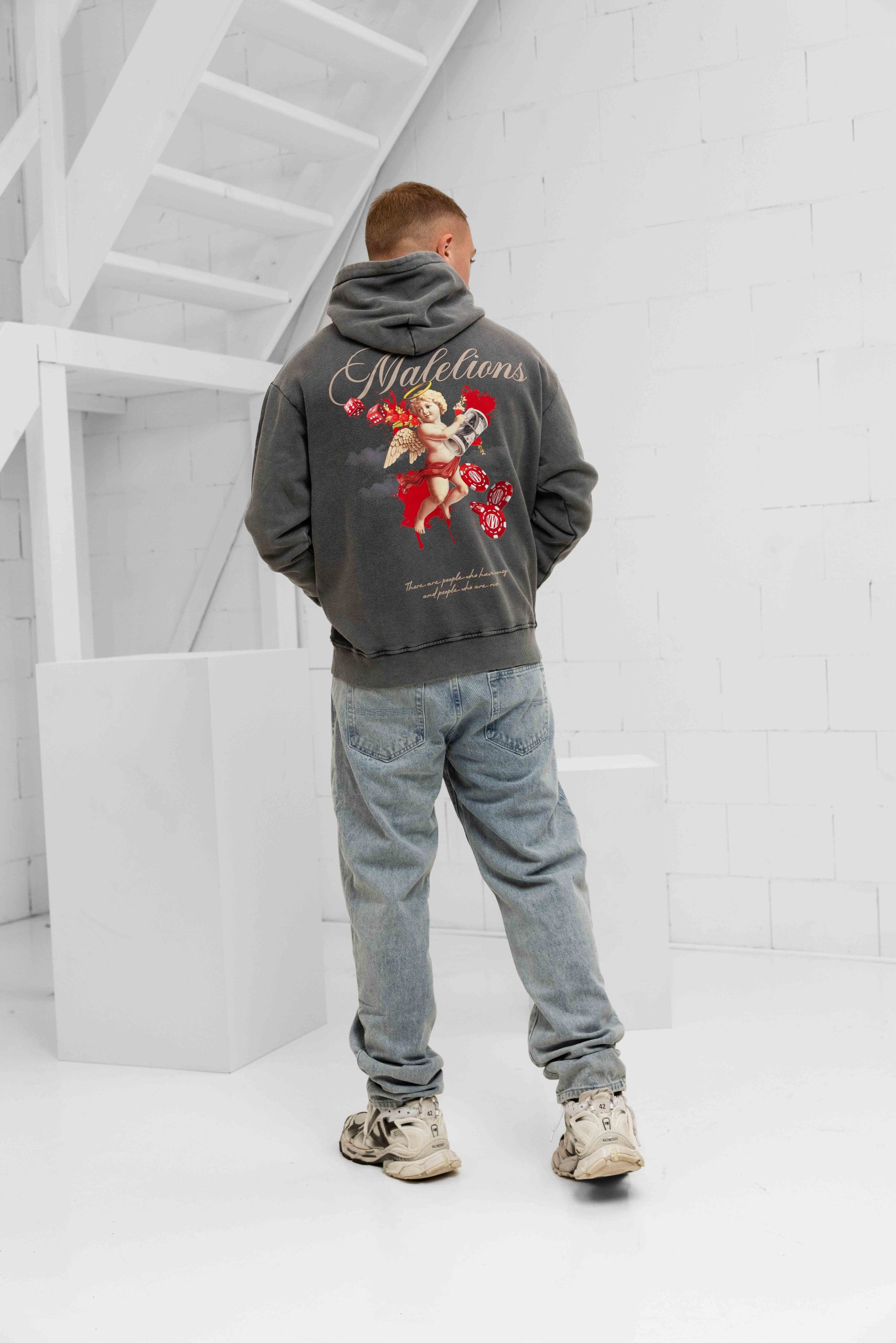 Malelions Angel Hoodie Heren Grijs