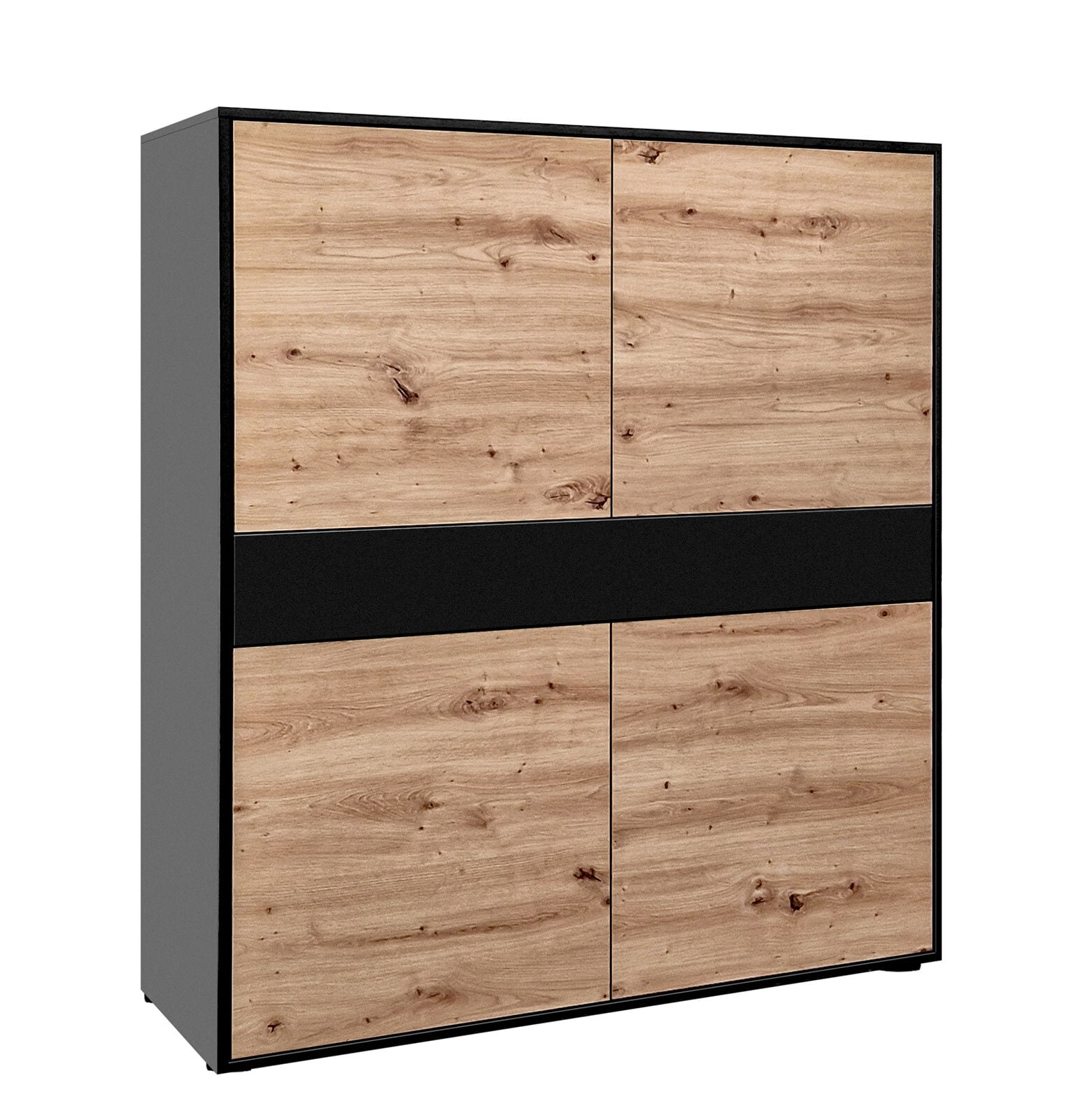 Highboard JOHN 120 x 120 cm Schwarz/ Eiche Artisan Oak