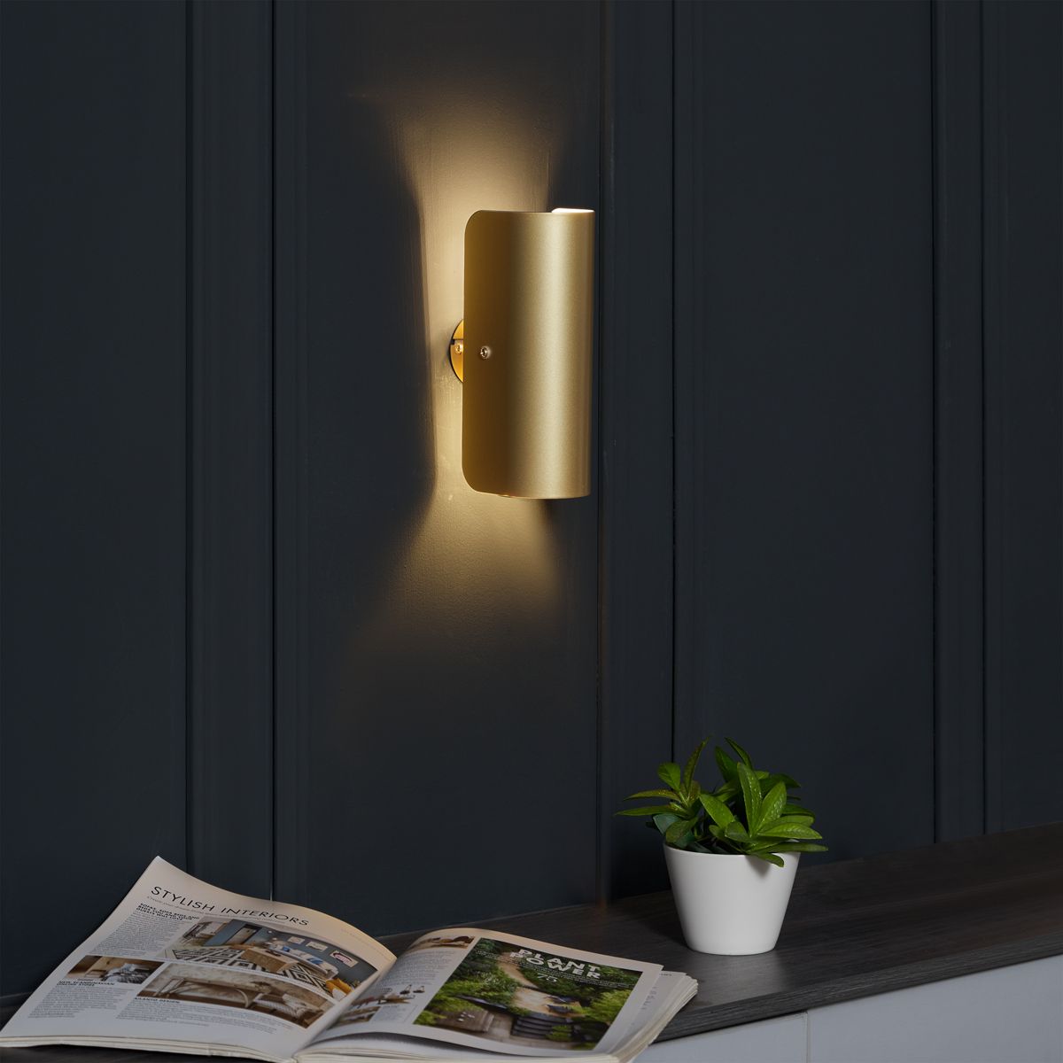 Moderne wandlamp goud 2-lichts - Gotthard