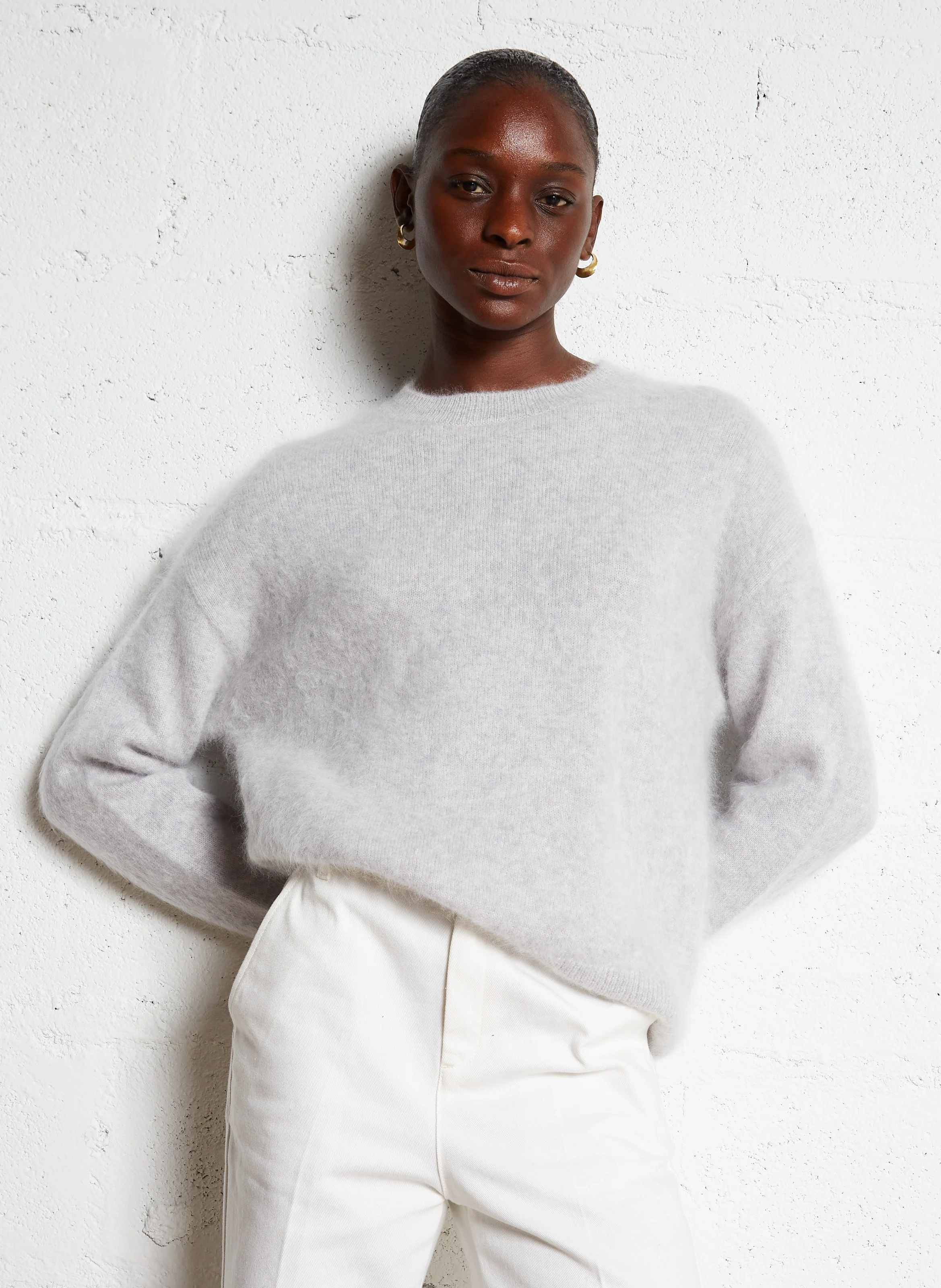 LOTY - Pull droit col rond en cachemire | Gris