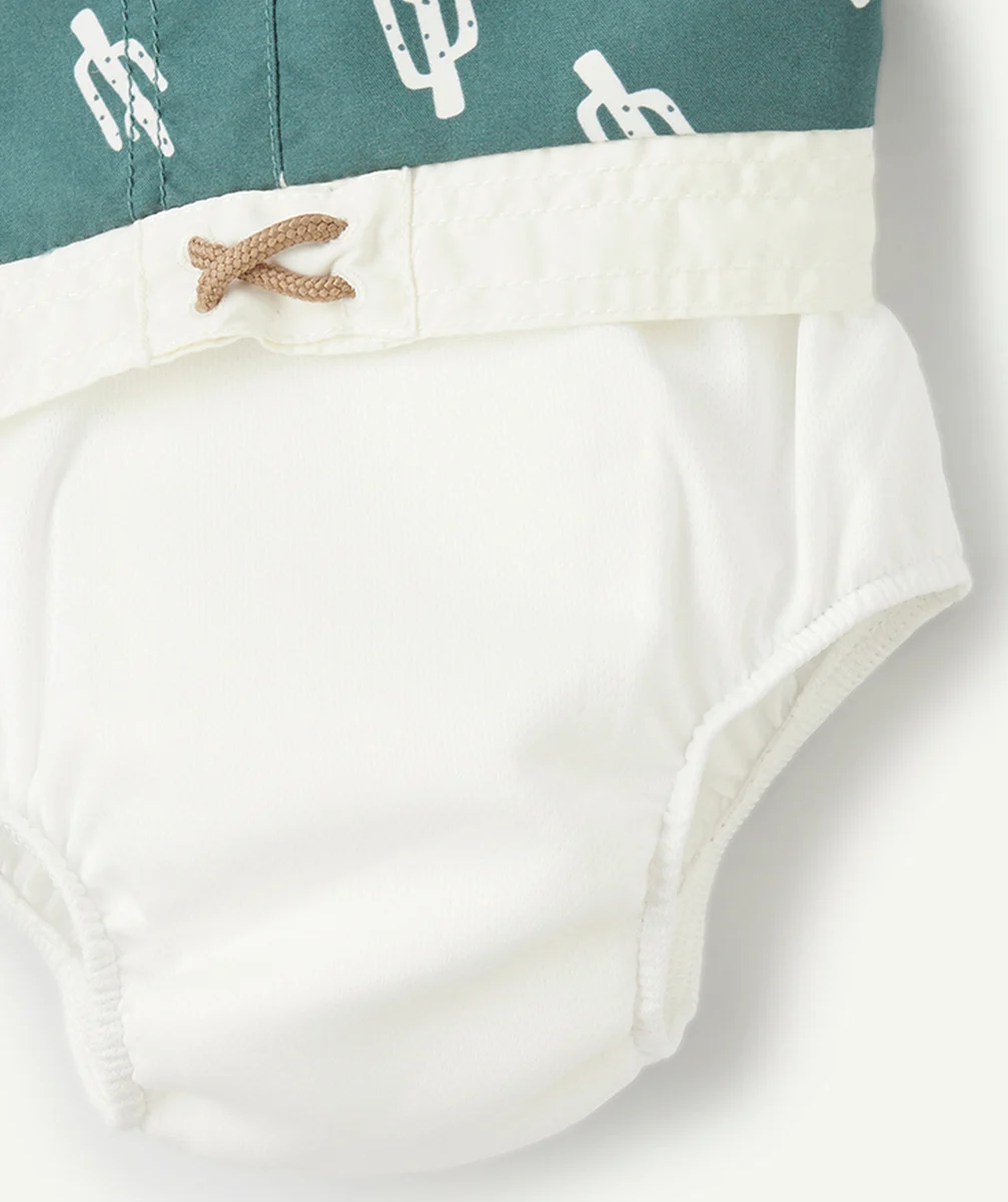 LASSIGSHORT DE BAIN ANTI-UV BÉBÉ GARÇON VERT AVEC IMPRIMÉ CACTUS