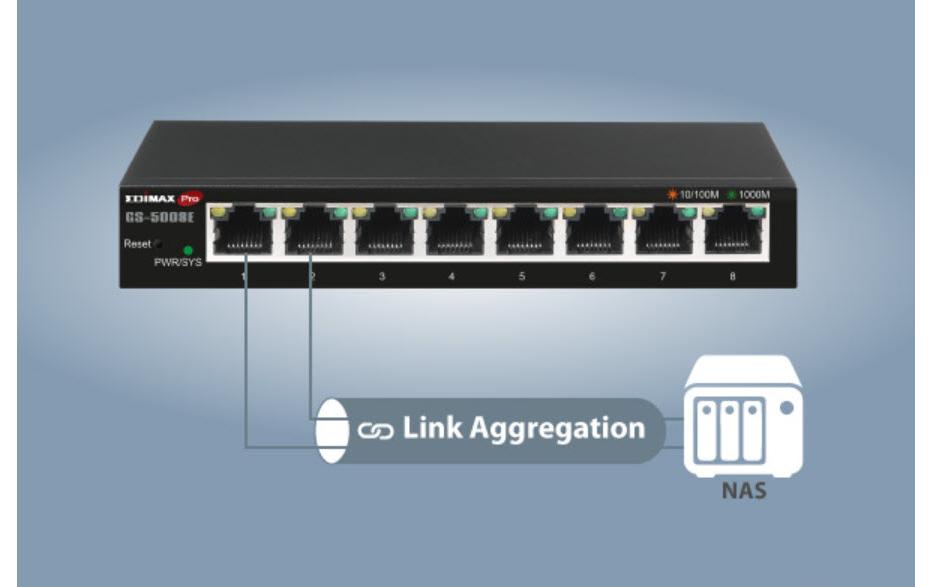 Switch GS-5008E 8 PortEdimax GS-5008E: 8 Port Switch, 1Gbps, Metalgehäuse, Smart Managed