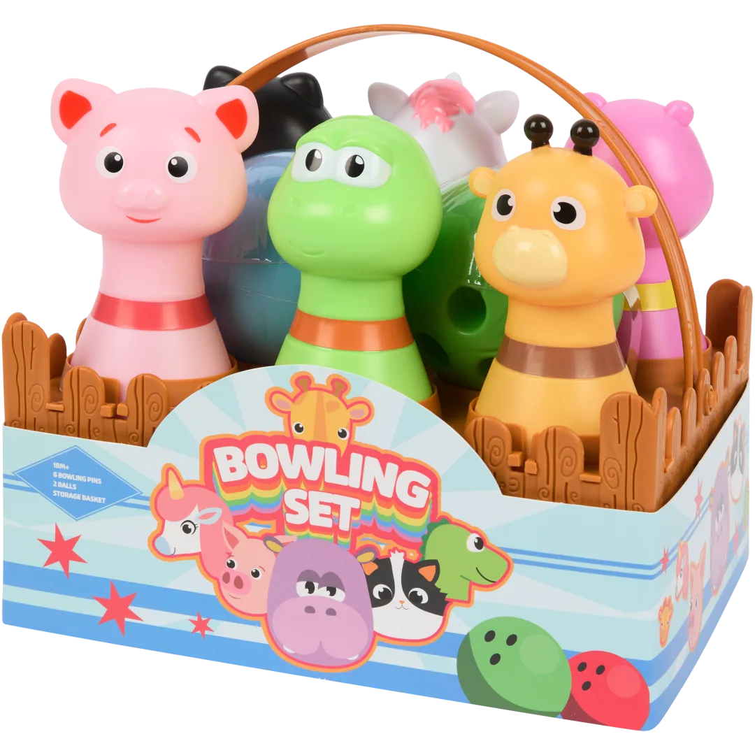 Dieren-bowlingset 9-delig