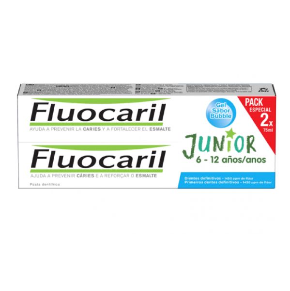 Fluocaril Júnior 6/12 Gel Dentífrico Bubble 2x75ml