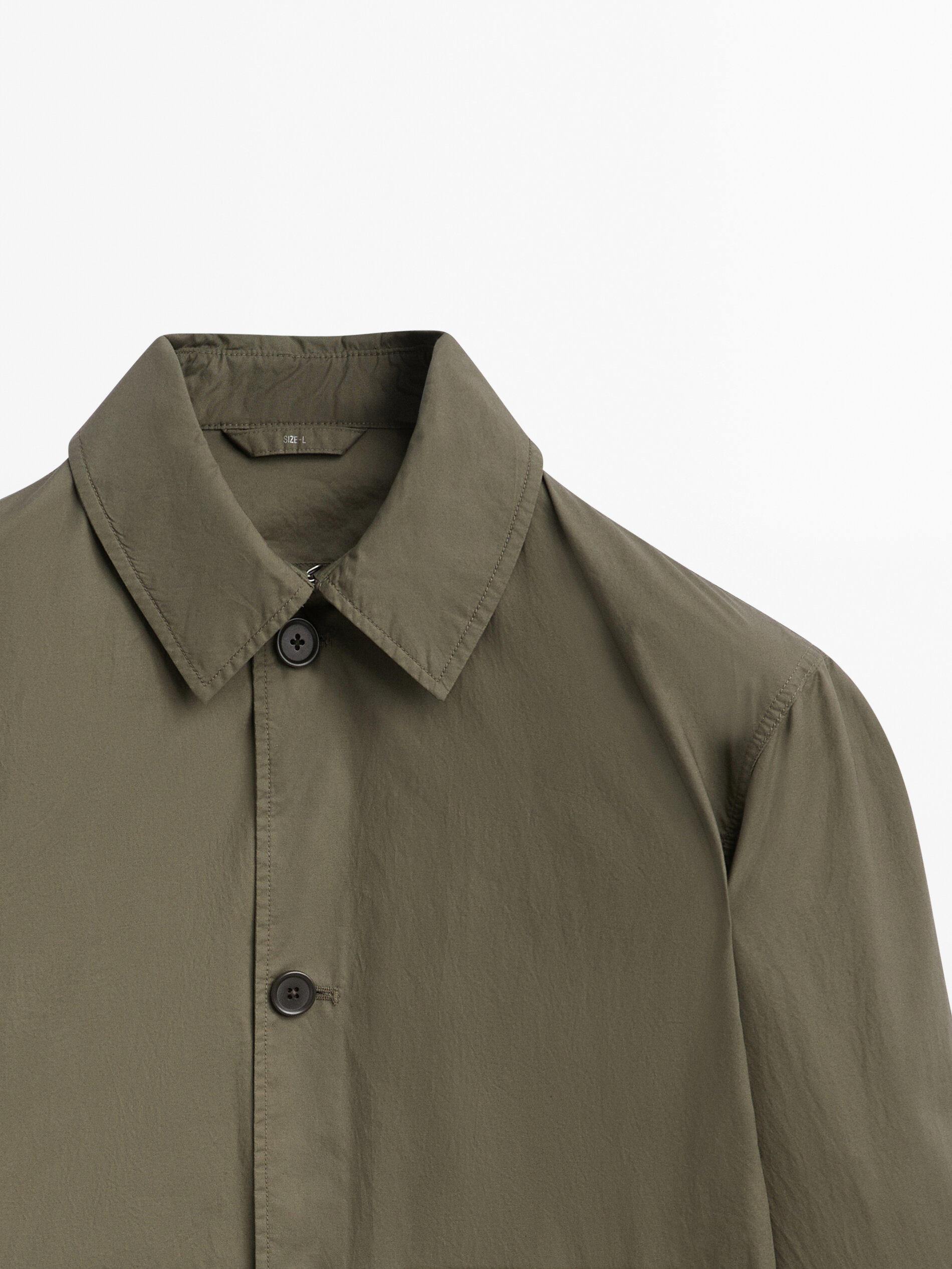 Trench coat técnico leve - CÁQUI TRANSPARENTE