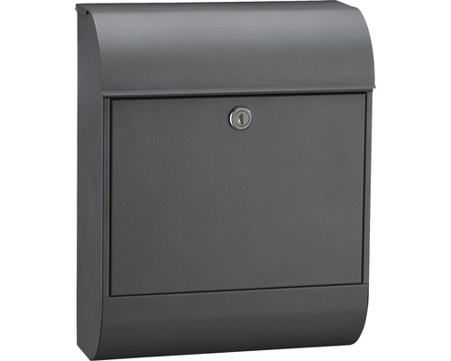 MEFA brievenbus, gepoedercoat staal, BxHxD 352/450/160 mm, parelmoer 872 basaltgrijs RAL 7012 structuurlak met geïntegreerd krantenvak