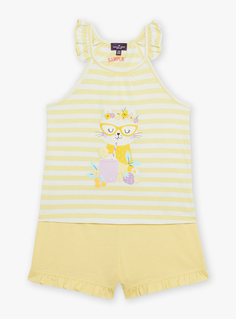 Débardeur et short jaune et blanc en jersey