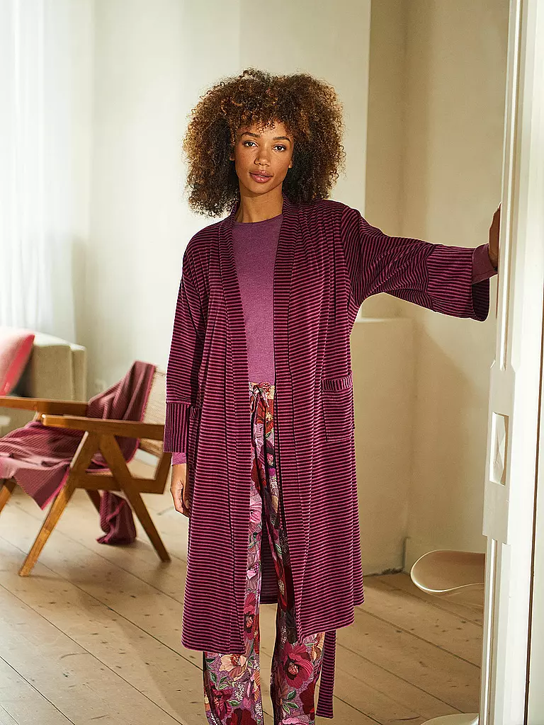 PIP STUDIO Morgenmantel NAOMI VELVET LITTLE SUMO STRIPE beere