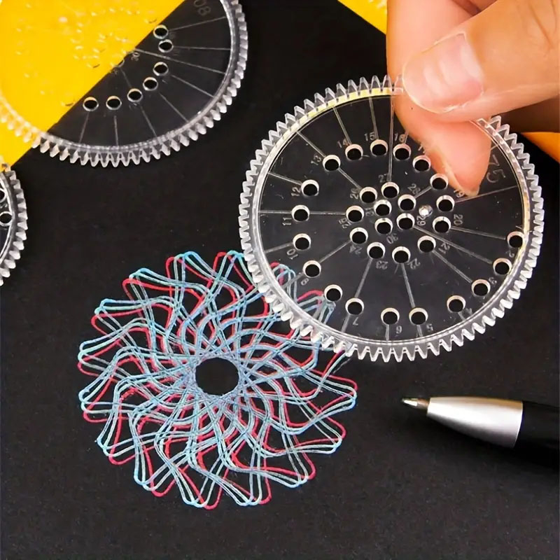 (22-tlg. Set) Spirographen Lineale Zeichen Vorlagen Mandala Zeichenräder Schablonen - Transparent