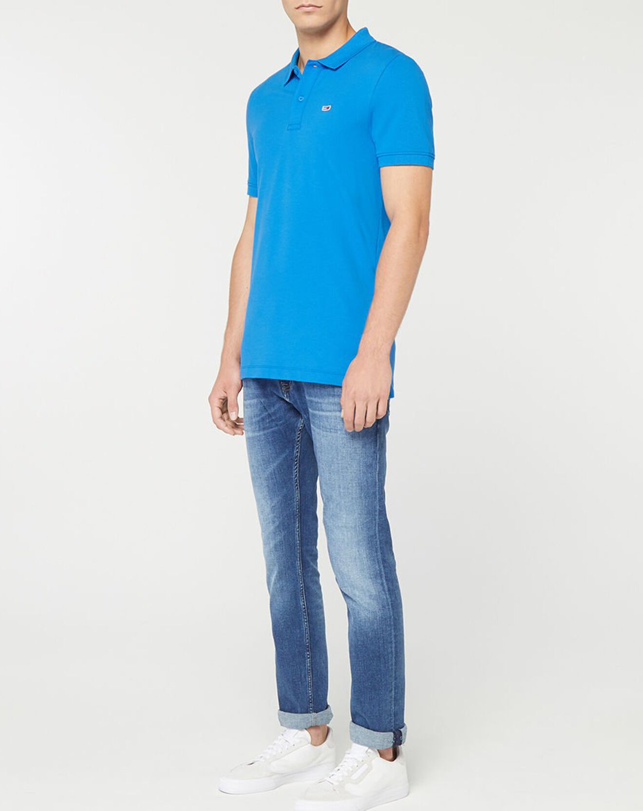 Tommy Jeans Polo Regular en Coton Bio Str Mini Flaf bleu vif