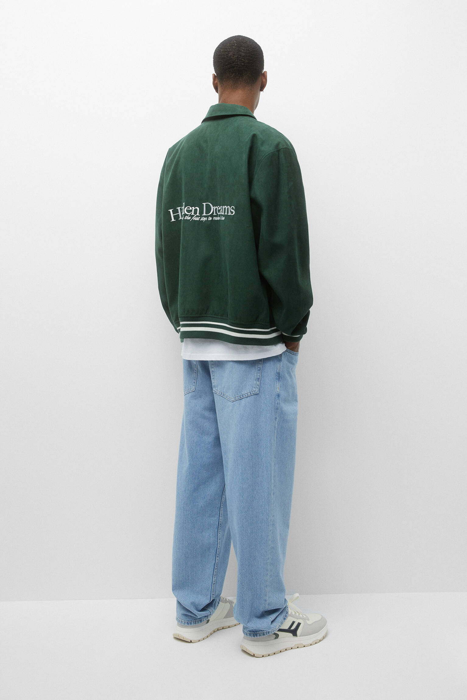 Jaqueta bomber de camurça - verde