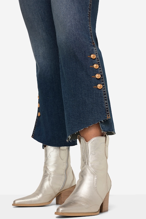 Bootcut-Jeans, flared Fit, 5-Pocket, Saumschlitze mit Goldknöpfen
