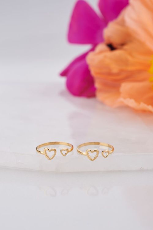 Moeder & dochter hartjes ringen set