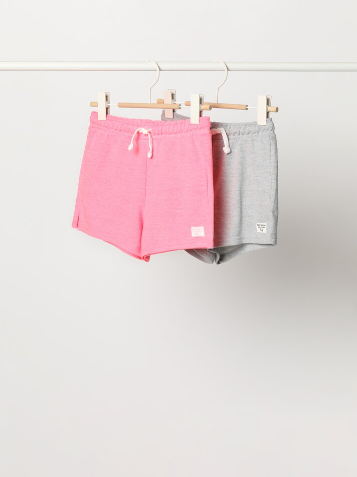 Conjunto com 2 shorts de fleece lisos básicos - Cinza Mesclado