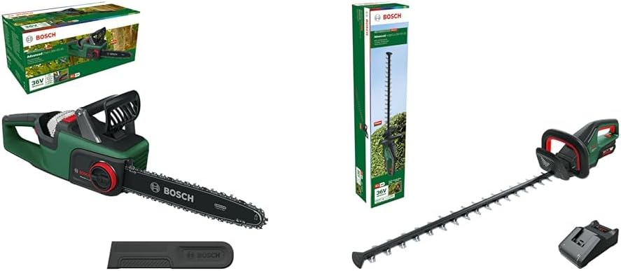 Bosch Akku-Kettensäge AdvancedChain 36V-35-40 & Bosch Akku-Heckenschere AdvancedHedgeCut 36V-65-28