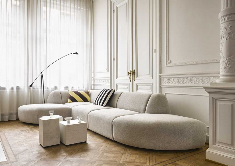 HKliving Jax bank element hoek rond Sneak light grey