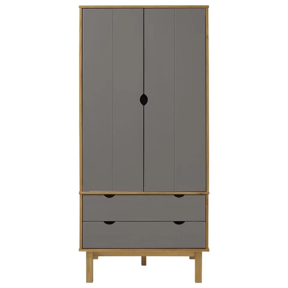 vidaXL - Kledingkast OTTA met 2 lades - Hout - Bruin en grijs - 76.5x53x172 cm