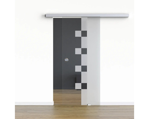 Pertura glazen schuifdeur Glera Cube voor Selir beslag 1025x2050 mm met verzonken greepboring