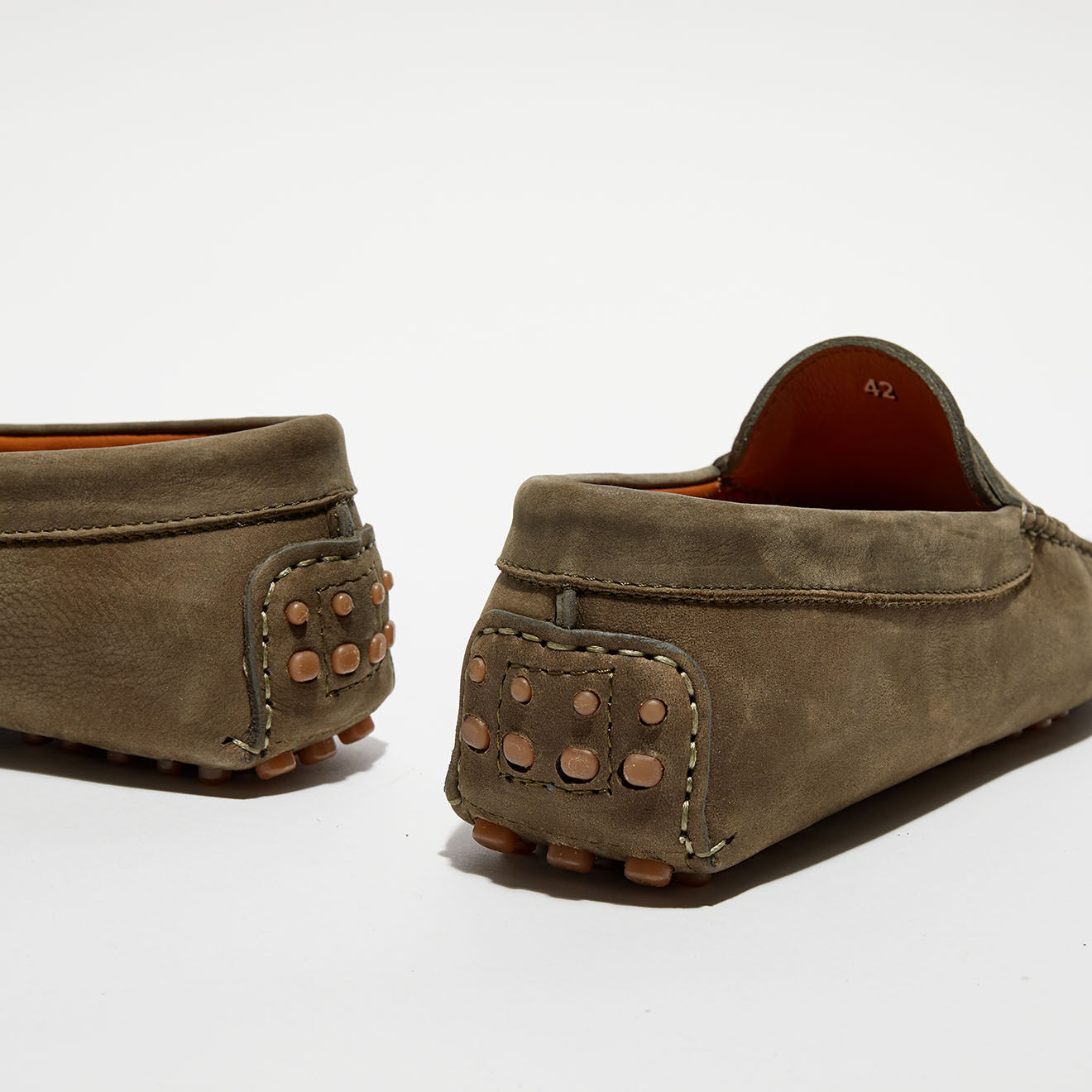 Loafers Mocassins en Velours de Cuir Martin kaki