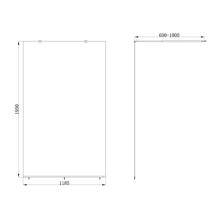Paroi de douche à l'italienne centrale l.120 x 195 cm, profilés alu doré satin, GoodHome Ledava