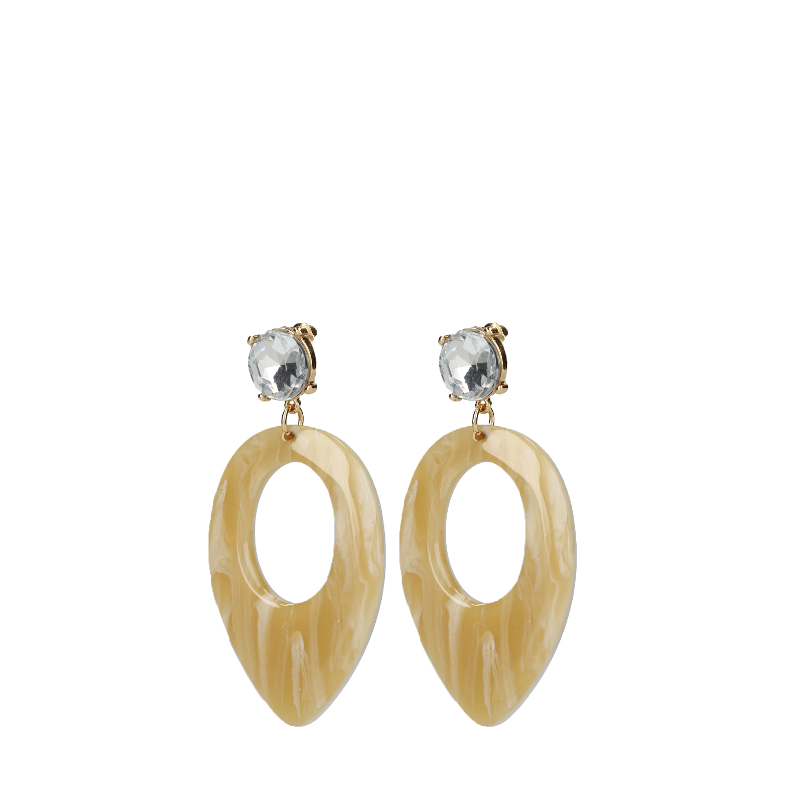 Beige oorbellen met diamanten