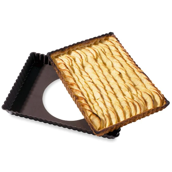 Moule à tarte amovible rectangle acier revêtu anti-adhérent bords cann