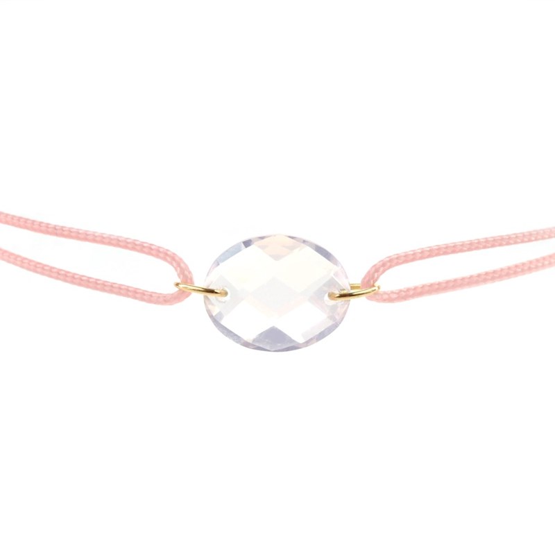 Bracelet femme cordon rose avec quartz rose - BeJewels