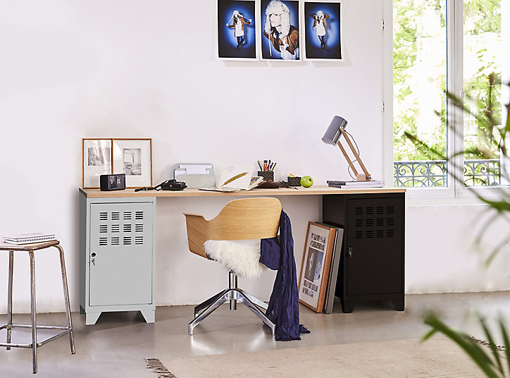 Casier de bureau en métal 1 porte avec pieds Snor blanc H. 74 x L. 40 cm