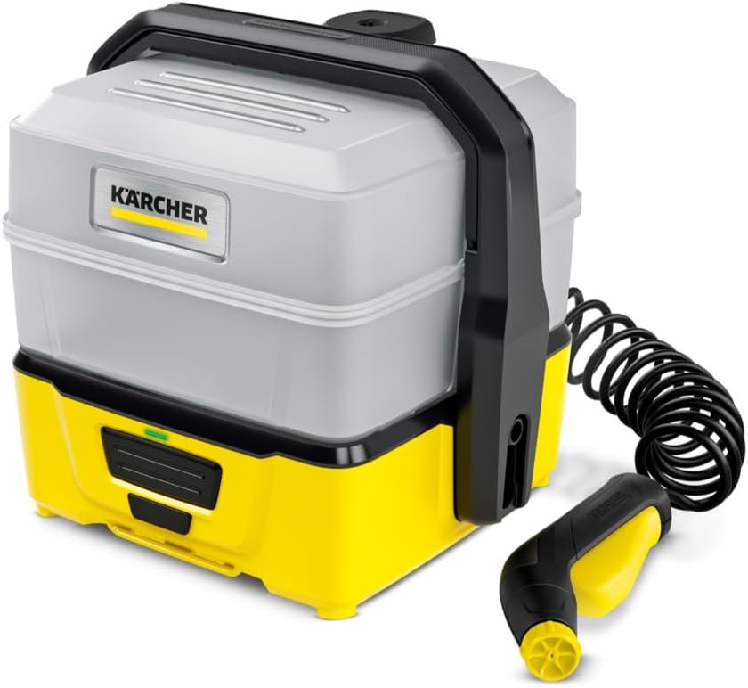 Kärcher Mobile Outdoor Cleaner OC 3 Plus, Fördermenge: 2 l/min, Gewicht: 2,3 kg, Wassertank: 7 l, Lithium-Ionen-Akku, Spiralschlauch, Gerätefilter, Abnehmbarer Wassertank, schonender Niederdruck