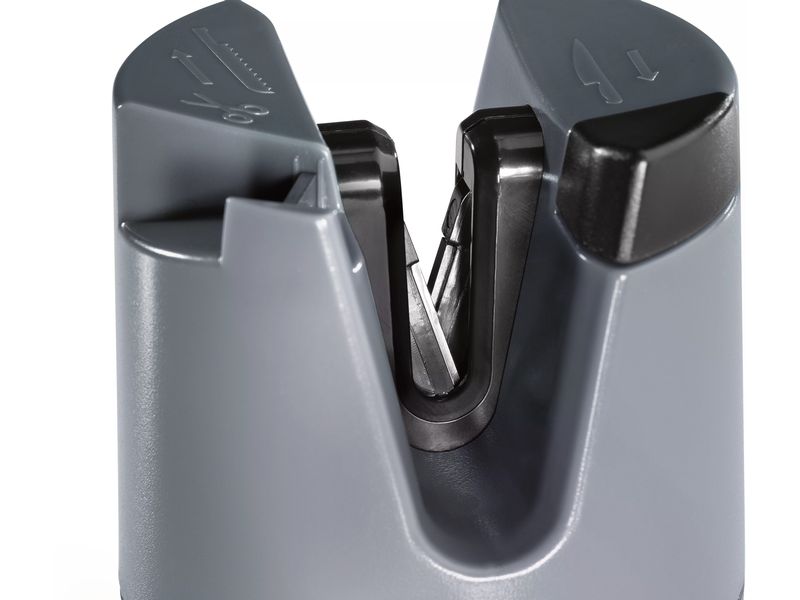 GOURMETmaxx Messerschärfer 6.4 cm, Anthrazit/Schwarz Der Schärfer für Messer