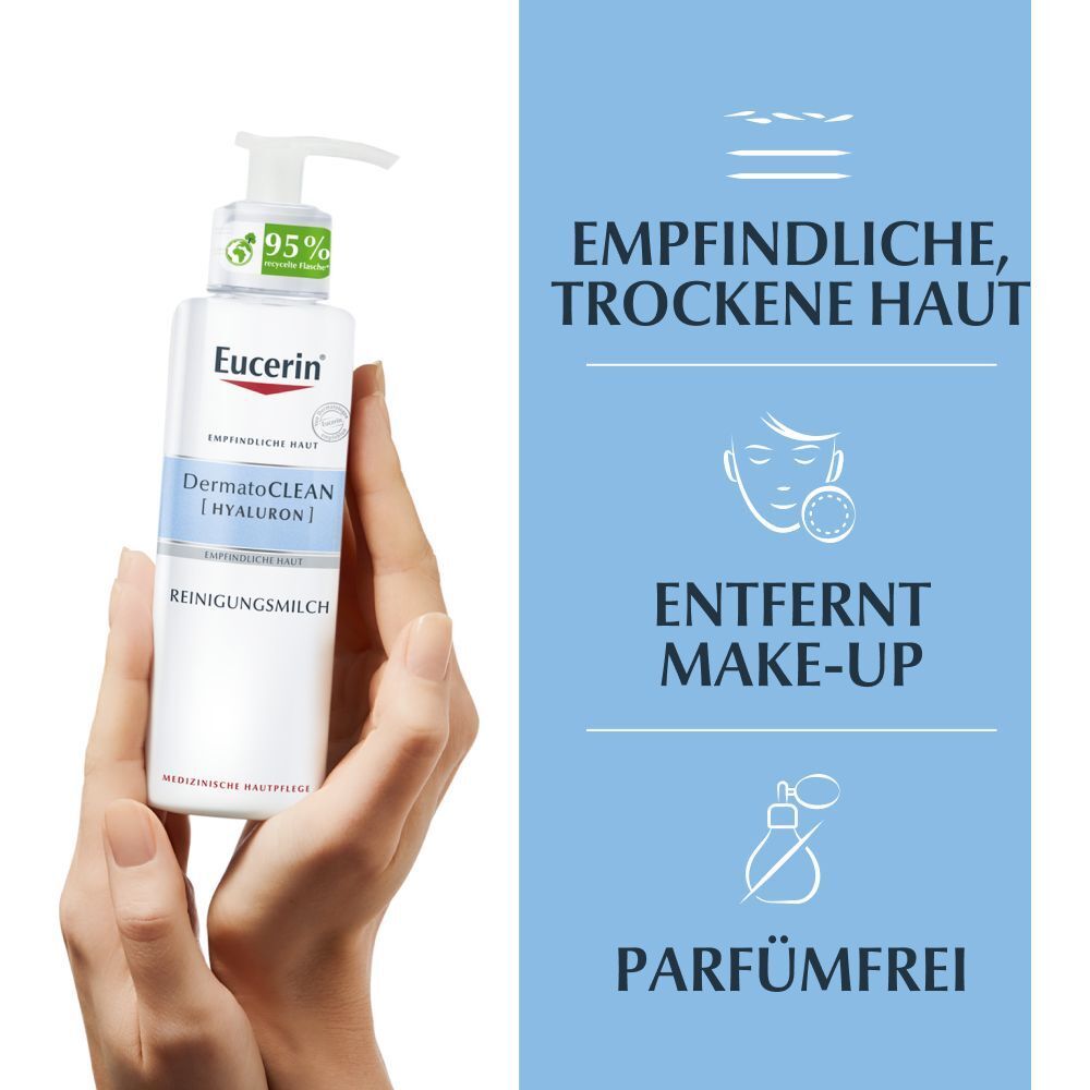 Eucerin® DermatoClean [HYALURON] Reinigungsmilch – sanfte & gründliche Gesichtsreinigung