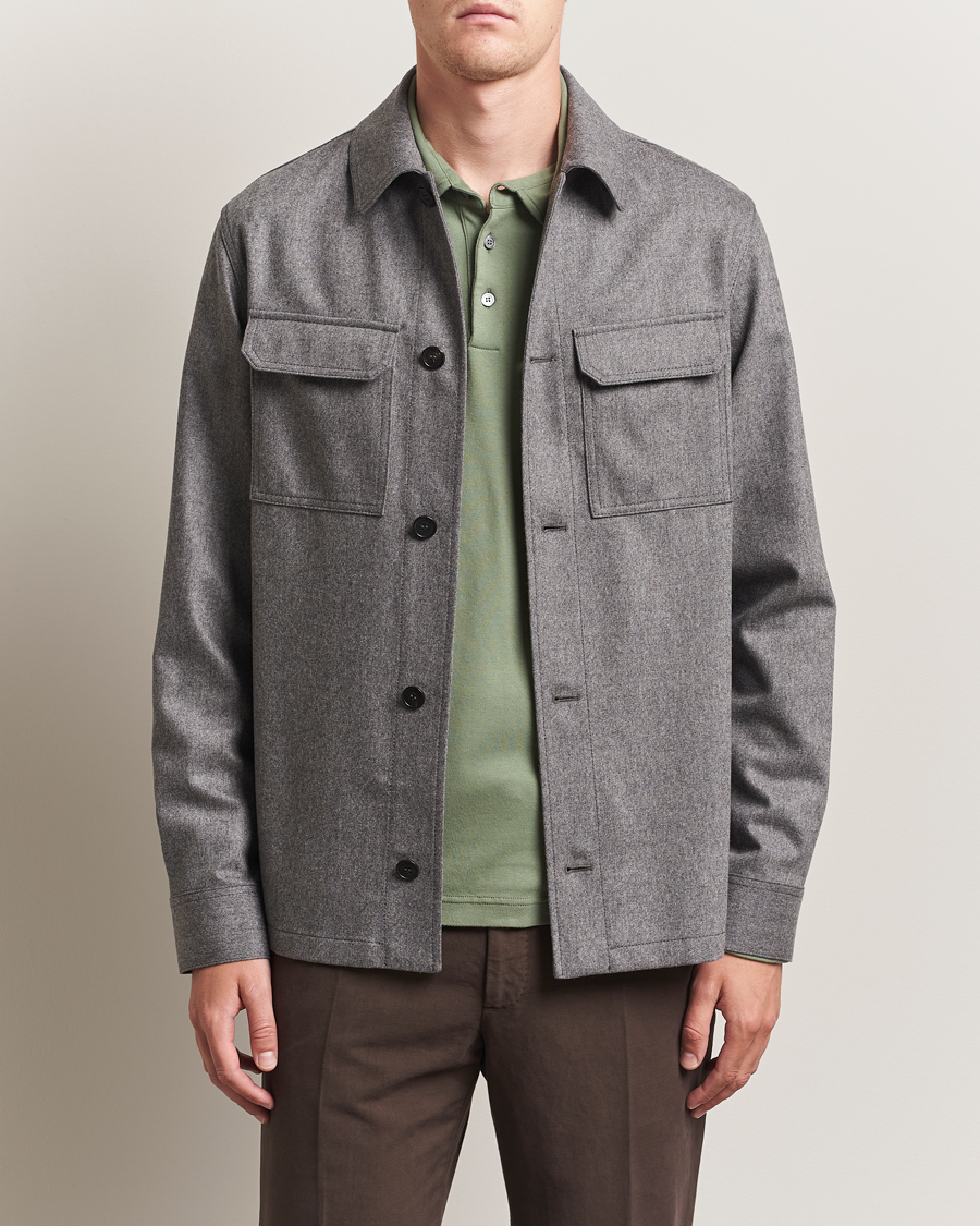 Incotex Flannel Overshirt Grey Melange