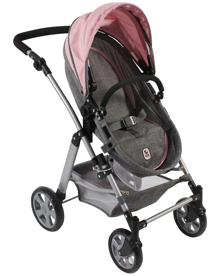Kombi-Puppenwagen NELE in rosa/grau melange