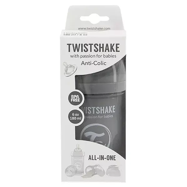 Mamadeira anticólica Twistshake para bebês, cinza pastel, +0 meses, 180ml