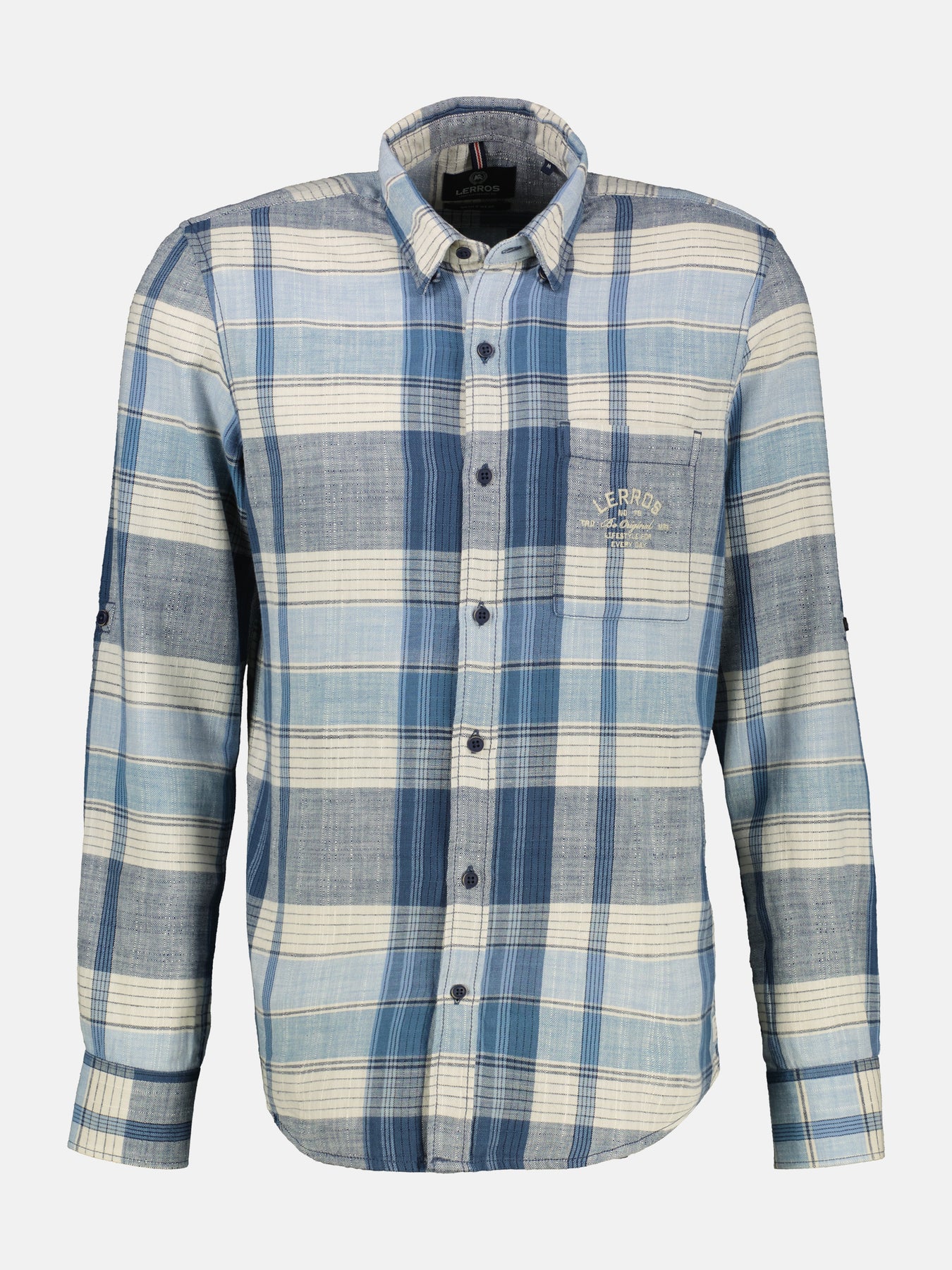 Kariertes Herrenhemd von 3XL bis 6XL mit verdecktem Button-down-Kragen