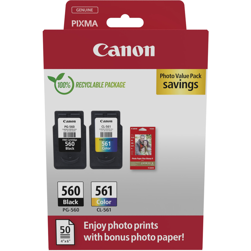 Canon PG-560/CL-561 Tintenpatrone Combo Value Pack, farbig, schwarz