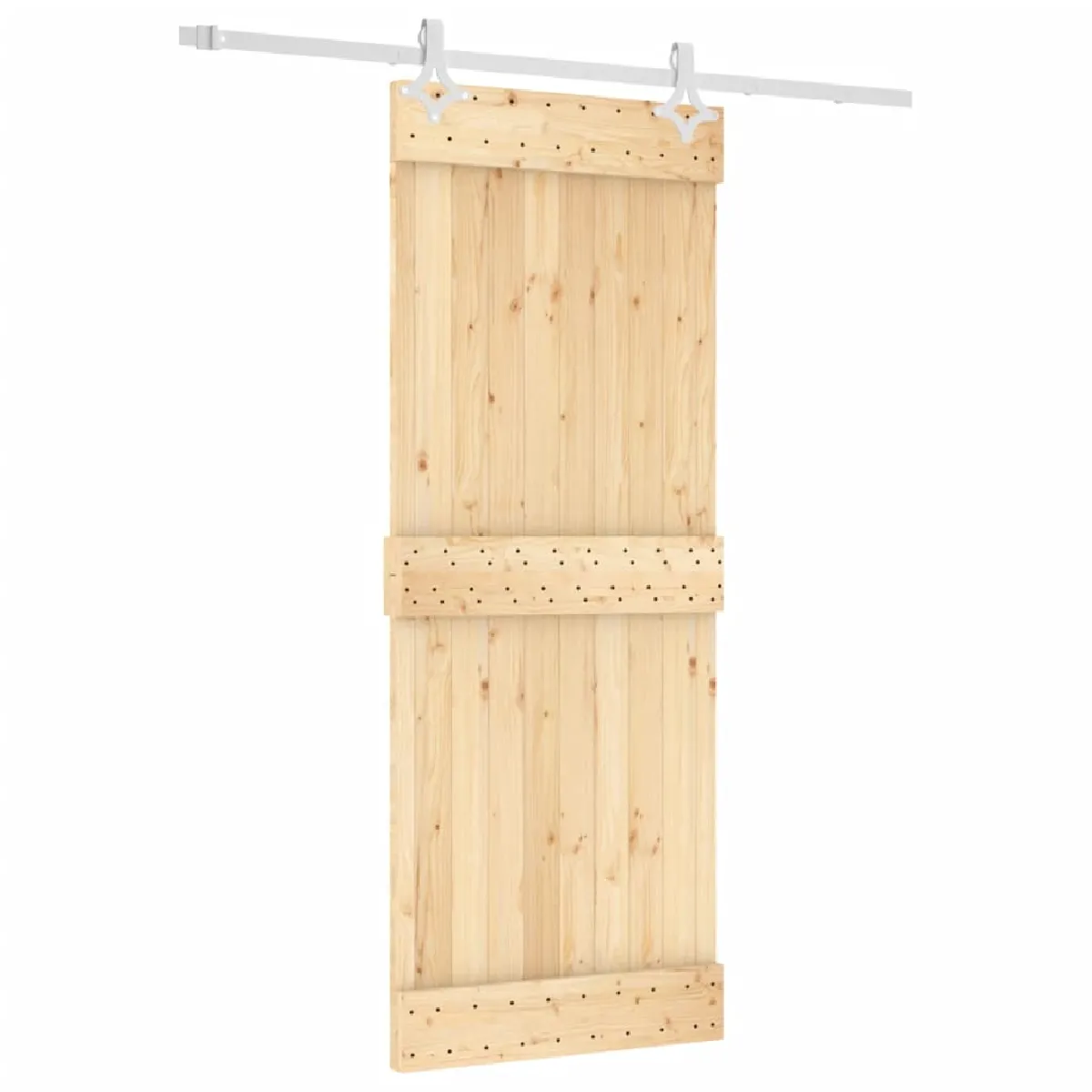 vidaXL Porte coulissante et kit de quincaillerie - 80x210 cm - Pin massif