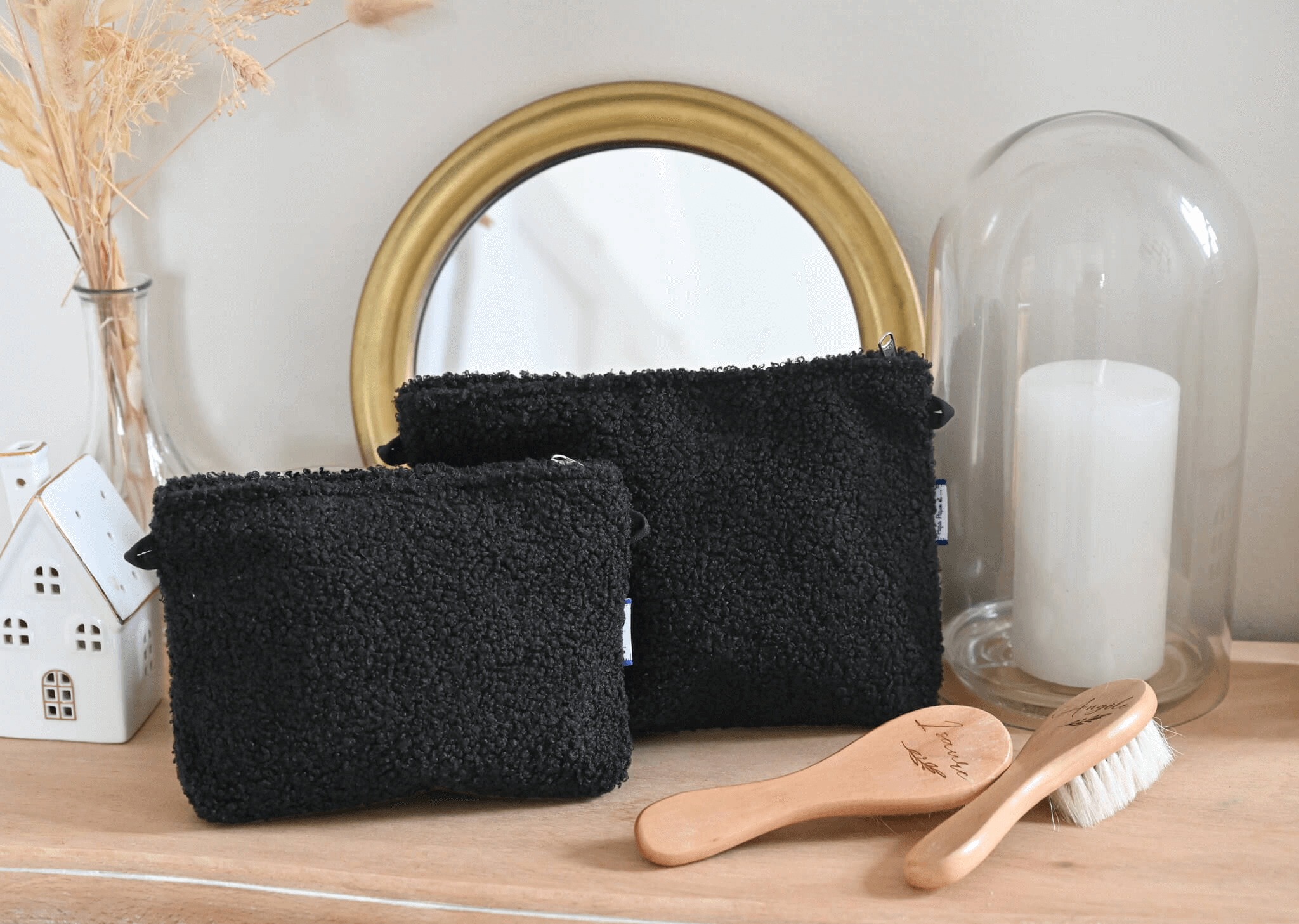 Mini Pochette Tissu Moumoute Noire