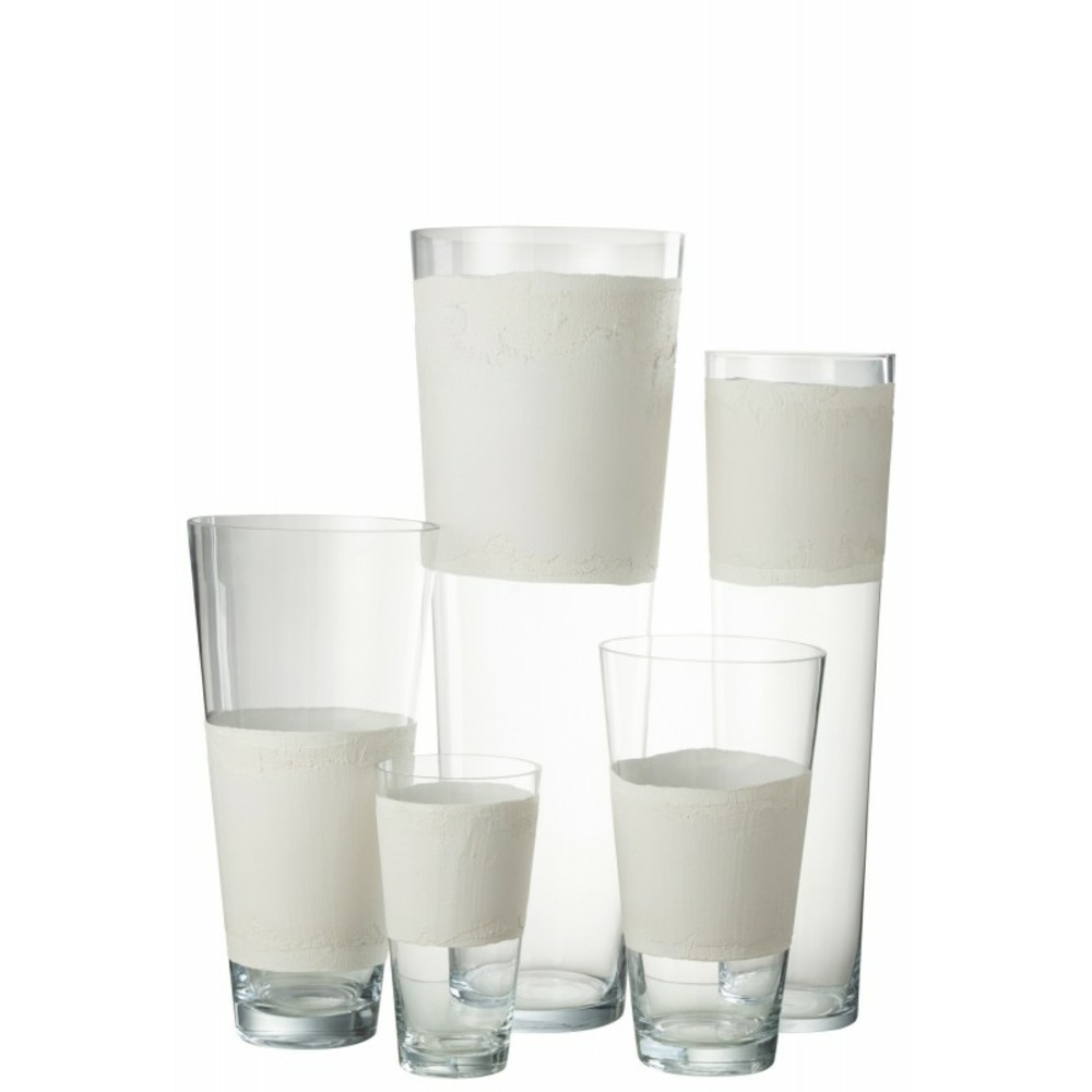 Vase avec ligne en verre blanc 25x25x70 cm