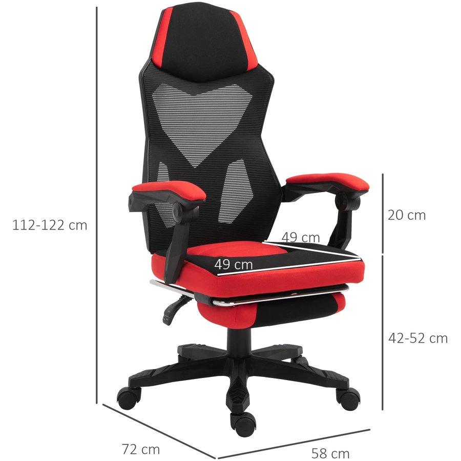 Vinsetto Gamingstuhl mit Fußstütze schwarz, rot