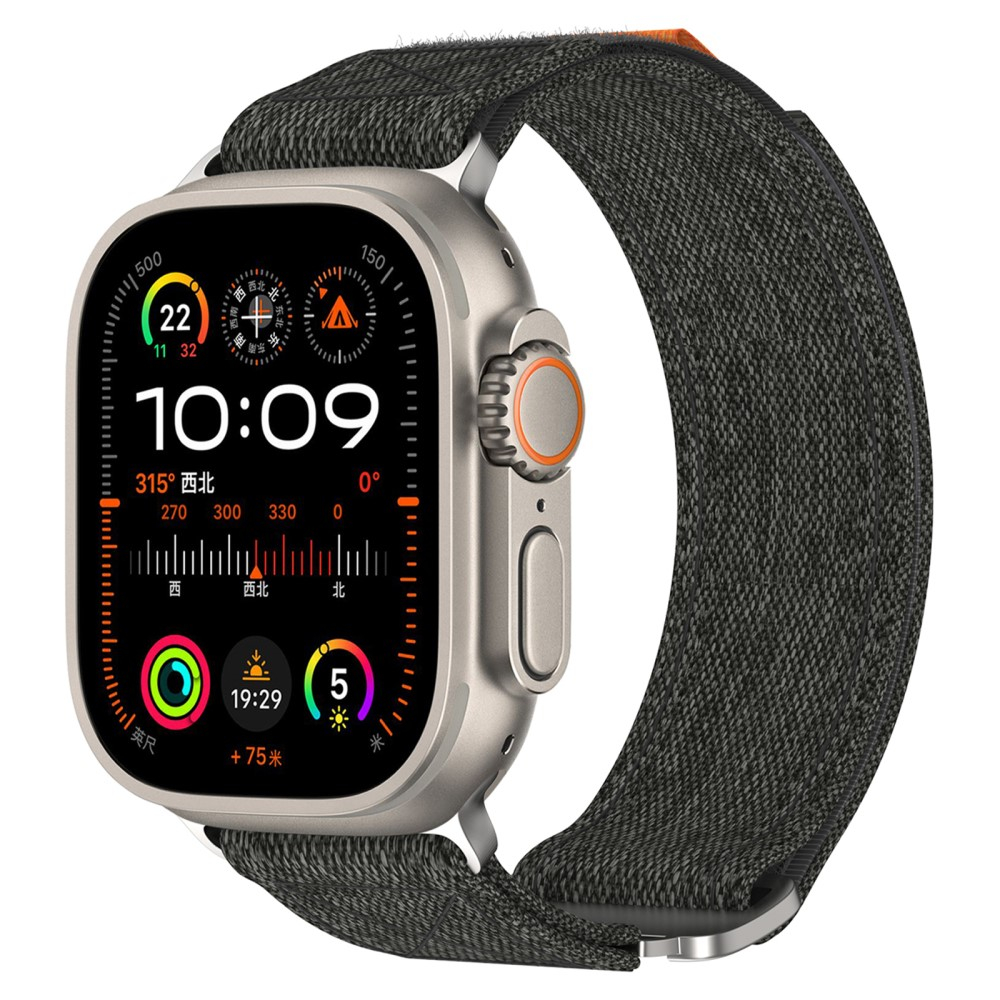 Apple Watch (42/41/40/38 mm) Nylon Armband mit Klettverschluss (Gelenkumfang: 130 - 210 mm) - Schwarz / Orange