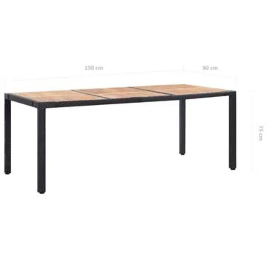 vidaXL - Tuinset - Zwart - Poly rattan - 190 cm tafellengte