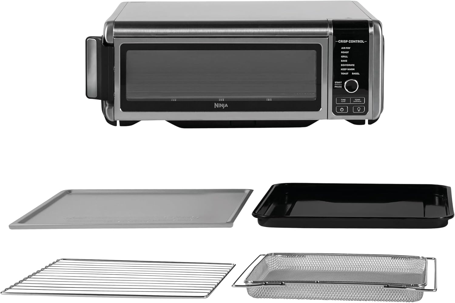 Ninja Foodi 8-in-1 Multifunktionsofen, tragbarer Mini-Ofen für Arbeitsflächen, Multifunktionsofen mit 8 Kochfunktionen; Air Fry, Rösten, Grillen, Backen und mehr. Silber/Schwarz SP101EU