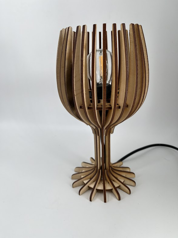 (23.5x12cm) E14 Holz Glühbirne Nachttisch Lampe Home Deko Beleuchtung Geschenkidee (P0066) - Wein Glas