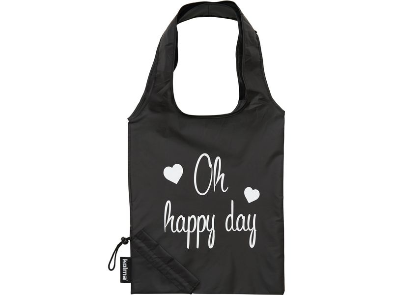 Kolma Einkaufstasche RPET «Oh happy day» Schwarz Shopper aus recyceltem Material