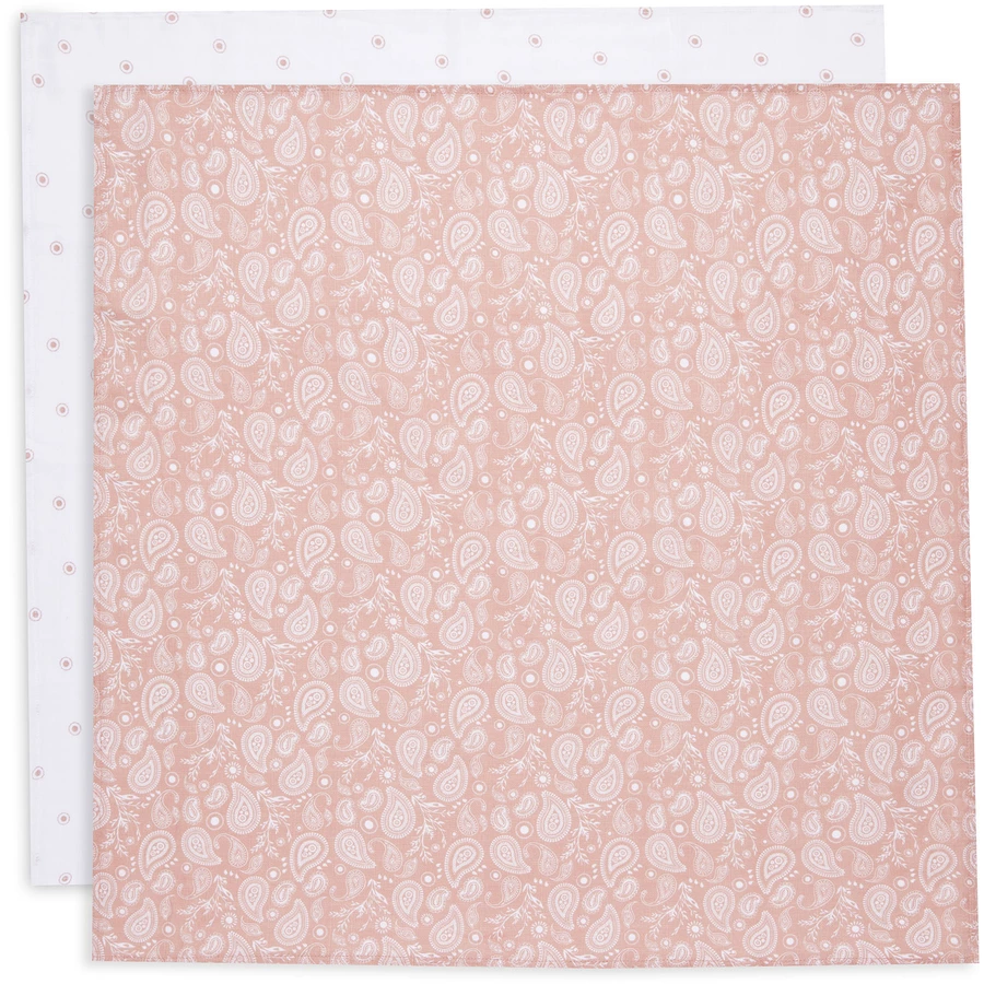 jollein 2-er Pack Spucktuch Hydrophill 70x70cm Paisley Halo Rosewood