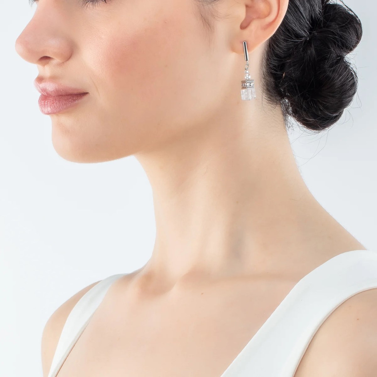 Boucles d'oreilles Coeur de Lion GéoCube PréciousFusion pearls blanc