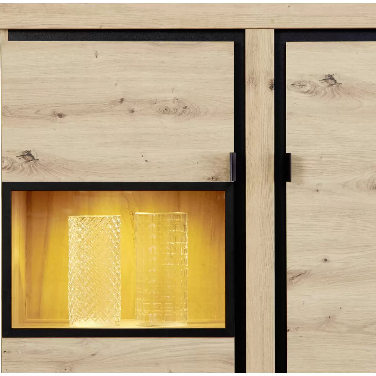 Vitrine Nyon schwarz,Eiche