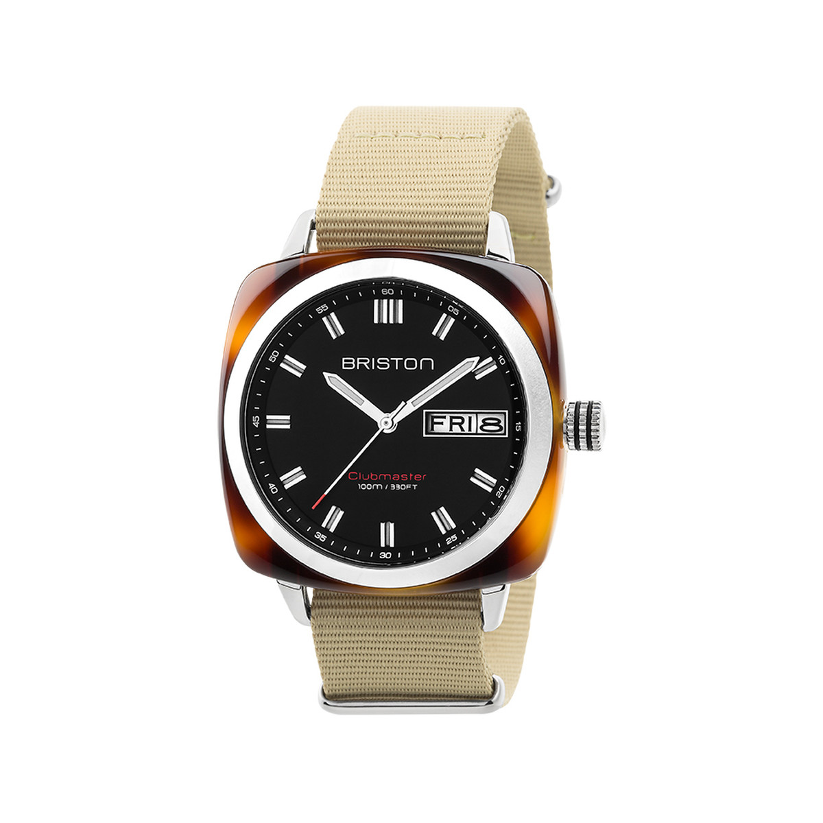 Montre BRISTON clubmaster sport hms homme bracelet tissu vert kaki